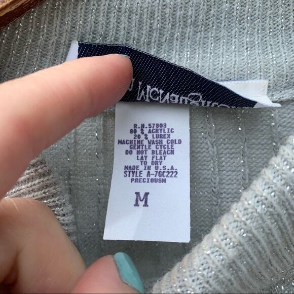 Vintage silver metallic knit short sleeve sweater - Picture 4 of 5